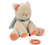 Nattou Peluche Musicale en Coton et Velours, avec Musique et Anneau de Dentition en Silicone, Chat Lana, Env. 30 cm, Mila, Zoë et Lana, Beige