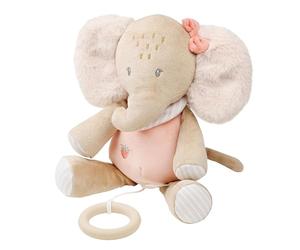 Nattou Peluche Musicale en Polyester, Éléphant, avec Musique, boîte à Musique, env. 24 cm, Flo, Oli & Ernest, Oli Pink
