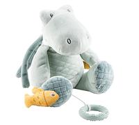 Nattou Peluche Musicale en Polyester, Roméo le Crocodile, Berceuse "La-Le-Lu", avec Anneau de Dentition, env. 30 cm, Roméo, Jules et Sally, Bleu clair