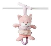 Nattou Peluche Vibrante en polyester, Avec Fonction Vibration et Anneau de Dentition en Silicone, Alice le Renard, env. 22 cm, Alice et Pomme, Rose