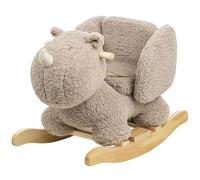 Nattou Schaukeltier aus weichem Teddy-Stoff, Schaukeltier Nashorn, INKL. Sicherheitsgurt, Fröhliches Hin- und Herschaukeln, Ca. 60 cm, Lapidou, Polyester/Holz, Taupe