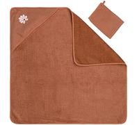 Nattou Serviette de Bain à Capuche et Gant de Toilette en Coton et Polyester (Tissu Éponge), Motif Fleur, Environ 75 x 75 cm, Coton, Susie et Bonnie, Marron