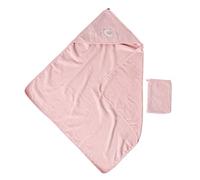 Nattou Serviette de Bain à Capuche et Gant de Toilette en Coton et Polyester (Tissu Éponge), Motif Oiseau, Environ 75 x 75 cm, Coton, Alice et Pomme, Rose