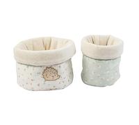 Nattou Set de 2 Paniers de Rangement en coton et velours, hérisson Zoë, Ensemble de 2, Ø 20 cm, Mila, Zoë et Lana, vert clair