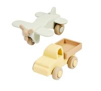 Nattou Set Silicone Camion et Avion Jouet pour bébé - Silicone sans BPA - 11 cm - Multicolore
