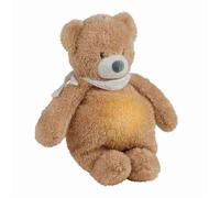 Nattou Peluche Veilleuse Ourson, Sleepy, 7 Teintes naturelles, Boîte à musique intégrée, Batterie Rechargeable USB, 19,3 x 11 x 30,5 cm, Végétalien, Peluche/polyester, Marron clair