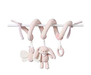 Nattou Spirale en polyester, Pomme le Lapin, Avec Hochet et autres Activités, env. 32 cm, Alice et Pomme, Rose poudré