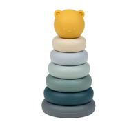 Nattou Tour à Empiler en Silicone, Jouet de Motricité de 7 Pièces pour Tout-Petits, Sans BPA, Environ 16 cm, Silicone, Bleu