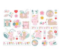 Nattou Stickers Muraux pour Chambre d'Enfants, 2 Pièces, Iris et Lali, Beige/Rose/Vert