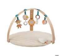 Nattou Tapis d'éveil avec Arche en bois et différentes Activités, Hérisson Zoë et vache Mila, en coton et polyester, Env. 80 cm, Mila, Zoë et Lana, Beige
