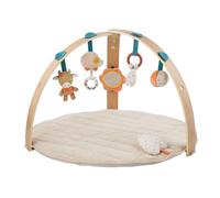 Nattou Tapis d'éveil avec Arche en bois et différentes Activités, Hérisson Zoë et vache Mila, en coton et polyester, Env. 80 cm, Mila, Zoë et Lana, Beige