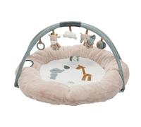 Nattou Tapis d'Éveil Rond avec Arche de Jeu, En Polyester, Girafe et Éléphant, Environ ∅ 90 cm, Luna et Axel, Beige/Vert
