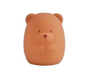 Nattou Veilleuse Ours LED en silicone, 2 niveaux de Luminosité, sans BPA, 12 cm, Végétalien, Silicone, Marron