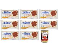 Náttúra Lot de 8 gâteaux de riz bio enrobés de chocolat au lait, snack savoureux et sain, excellente source de fibres, sans gluten, paquet de 90 g + boîte italienne Gourmet Polpa di Pomodoro 400 g