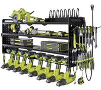 NattyDot - Organiseur d'outils avec station de charge, organisateur d'outils sans fil, 8 porte-perceuses, support de rangement à 4 couches pour l'organisation