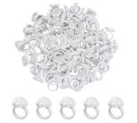 Natuce 100Pcs Colle Bagues, Support de Colle de Cils jetable en Plastique pour Cils Extensions, Maquillage et Sourcils, Ongle Art Tatouage colle Titulaires, Pigment Ink Anneaux Tasses (blanc)