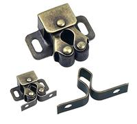 Natuce 12PCS Fermetures de Porte, Ferme-portes, Fermetures à Double Galet pour Porte battante de Meuble, Loquet Porte d'armoire Double Rouleau Catch Loquet de Porte de Placard Catch (Bronze)