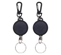 Natuce 2 PCS 60cm Porte-clés Rétractable, Câble d'acier, Porte Clé Retractable Longe Extensible Key Chain Heavy Duty,Corde en acier, Noir