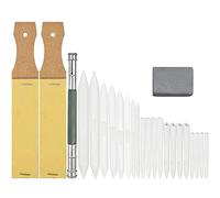 NATUCE 25PCS Mélange de Taille Estompe en Papier Dessin avec 2 Taille-Crayon à Papier de Verre,1 Outil d'extension de Crayon e 1 Gomme Mie de Pain pour Les étudiants Artistes Croquis Dessin