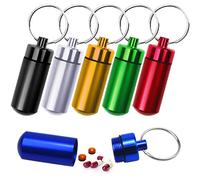 NATUCE 6PCS Boîte à Pilule en Aluminium, Porte-Clés Pilulier, Portable Mini Bouteille de Pilule, Mini-Bouteille Imperméable, Flacon à Médicament Boîte Conteneur, Capsule Etanche en Aluminium