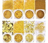 Natuce 8 Boîtes Ongles Paillettes Glitter, Poudre Paillette Nail Art, D'or Paillette À Ongle, Brillant Paillettes, Pour Diy Ongles Visage Cheveux, Décoration De Festival.[G858]