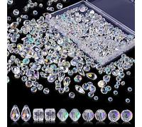 NATUCE 900 Pièces Perles de Verre, Verre en Cristal Facettes Perle, Cristal Perle Transparente 4m/6m/8m, pour Bricolage Fabrication Bracelet Colliers Bijoux Artisanat Couleur transparente