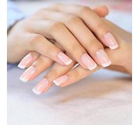 Natuce Lot de 24 Faux Ongles French, Press on Nails Élégants, Adhesif Faux Ongles à Coller avec Colle Pour Femme et Fille, Nail Art DIY ou Nail Salon (Carré)