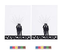 Natudeco 2Set Empreintes Digitales Arbre Livre d'or 2 Hommes Motif DIY Invité Signature Arbre avec 6 Couleurs d'encre Thumbprint Arbre Livre d'or pour la Fête d'anniversaire De Mariage