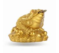 Natudeco Argent Grenouille Statue Feng Shui Grenouille Décor Richesse Grenouille Figurine Ornement Animal Bijoux Plaqué Or Ornement Bureau Artisanat Cadeau Chanceux pour Bureau Porche Étagère