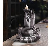 Natudeco Bouddha Main Cascade brûleurs d'encens fumé Porte-encens Cascade à Reflux en Forme de Lotus Brûle-encens à refoulement pour la Maison, Le Bureau, la Chambre, Le Yoga