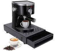 Natudeco Coffee Knock Box Pull Out Single Knock Box Tiroir Acier Inoxydable Poudre Knock Box Tiroir Type Café Moulu Knock Container avec Tige pour Café Restaurant Home Bar(Le noir)