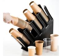 Natudeco Distributeur de Gobelets en Papier Porte-Gobelets en Carton à 4 Compartiments Organisateur de Tasses en Plastique, pour cafés eMaison Bureau Cafétéria