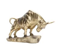 Natudeco Figurine de Taureau Art Décor Statue de Richesse de Bœuf Décorative à Collectionner Figurine de Vache en Résine Chanceuse pour Salon Bureau Stock Trader Ornement
