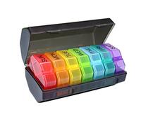 Natudeco hebdomadaire Organisateur de pilule portable Pilule Boîte de comprimés personnels Boîte de pilule 7 jours avec grand compartiment Vitamines, huile de foie de morue (Noir sept couleurs)