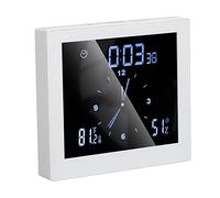 Natudeco Horloge De Douche Murale Minuterie Alarme Analogique Petite Horloge Classique Affichage Numérique Température Humidité Maison Salle De Bain Utilisation 5in(Blanc)