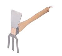 Natudeco Houe de Jardin 2 en1 Binette Trident Houe de Jardin avec 2 Griffes avec Manche en hêtre pour Jardinage, Plantation de Mauvaises Herbes Ameublissement