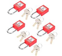 Natudeco Lot de 5 cadenas de sécurité industriels en nylon PA et acier, 38 mm, avec 5 clés, pour le transport et la logistique de l'énergie nucléaire (Rouge)