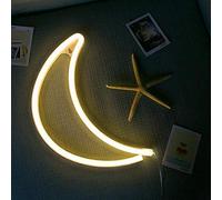 Natudeco Lune neon Enseignes au néon, personnalisé en forme de lune Neon Light USB Neon Applique murale LED Art Lights, veilleuses murales pour chambre à coucher, salon, bar, fête, Noël, mariage