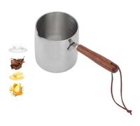 Natudeco Pot à Chauffe-beurre 450ML En Acier Inoxydable Cafetière Turque, Pot à Lait, Petite Casserole Avec Manche En Bois Pour Chocolat Fondant, café, thé, Soupe