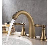 Natudeco Robinet À Double Poignée Robinet De Salle De Bains À Trois Trous Cuivre Répandu Robinet De Salle De Bains Garniture Kit Valve Robinet De Lavabo De Style Européen(Brun)