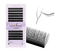 Natuhana 2D UU Extension Cils 0.07mm C/D Curl Forme U Parallèles Volume Russe Faux Cils Professionnel Naturel Premade Fans Préfait Cluster Lash 12 Rows(Noir,0.07C,9-15mm)