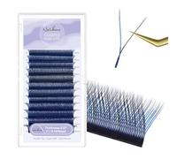Natuhana Colorées YY Extension Cils 0.07mm C Curl 8-14mm Mixte Forme Y 2D Premade Fan Bouquet Volume Russe Naturel Cils Professionnel Eyelash Extensions(Noir+Bleu, 0.07, C, 8-14mm)