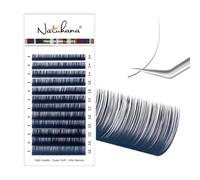 NATUHANA Couleur Extension Cils 0.07mm C Curl 8-14mm Mixte Colorés Individuel Volume Russe Naturel Faux Cils Professionnel Eyelash Extensions (Bleu foncé ;0.07 C, 8-14 mm)