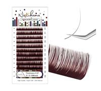 NATUHANA Couleur Extension Cils 0.07mm D Curl 8-15mm Mixte Colorés Individuel Volume Russe Naturel Faux Cils Professionnel Eyelash Extensions (Bourgogne;0.07 D, 8-15 mm)