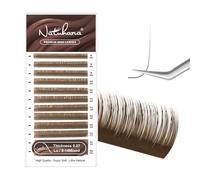 NATUHANA Couleur Extension Cils 0.07mm LU Curl 8-14mm Mixte Colorés Individuel Volume Russe Naturel Faux Cils Professionnel Eyelash Extensions (Caramel;0.07 LU, 8-14 mm)