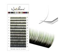 NATUHANA Couleur Extension Cils 0.07mm LU Curl 8-14mm Mixte Colorés Individuel Volume Russe Naturel Faux Cils Professionnel Eyelash Extensions (Noir+vert;0,07 LU, 8-14 mm)