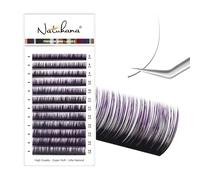 NATUHANA Couleur Extension Cils 0.07mm LU Curl 8-14mm Mixte Colorés Individuel Volume Russe Naturel Faux Cils Professionnel Eyelash Extensions (Noir+Violet;0.07 LU, 8-14 mm)