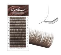 NATUHANA Couleur Extension Cils 0.07mm LU Curl 8-14mm Mixte Colorés Individuel Volume Russe Naturel Faux Cils Professionnel Eyelash Extensions (Marron;0.07 LU, 8-14 mm)