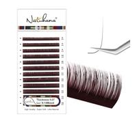 NATUHANA Couleur Extension Cils 0.07mm LU Curl 8-14mm Mixte Colorés Individuel Volume Russe Naturel Faux Cils Professionnel Eyelash Extensions (Bourgogne;0.07 LU, 8-14 mm)