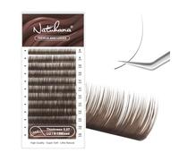 NATUHANA Couleur Extension Cils 0.07mm LU Curl 8-15mm Mixte Colorés Individuel Volume Russe Naturel Faux Cils Professionnel Eyelash Extensions (Marron;0.07 LU, 8-15 mm)